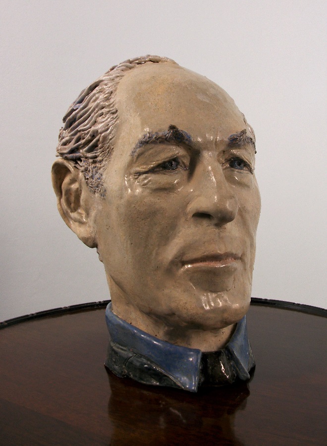 Sculpture painted terracotta bust of man male head study centrepiece